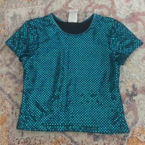 Vintage 80s / 90s blue sequin crop top